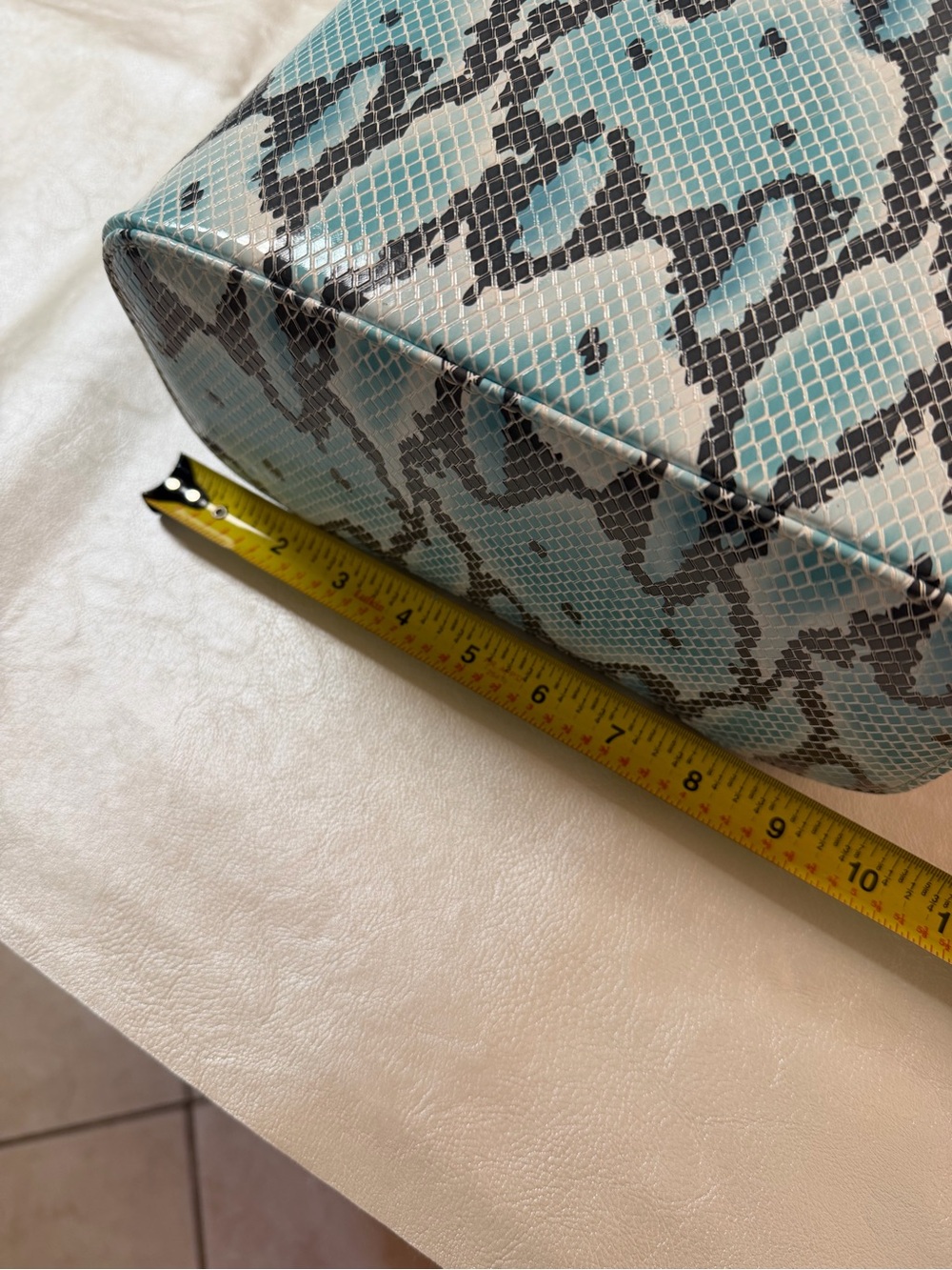 Consuela Turquoise Snake-Print Cosmetic Case with Tan Trim - Picture 9 of 9